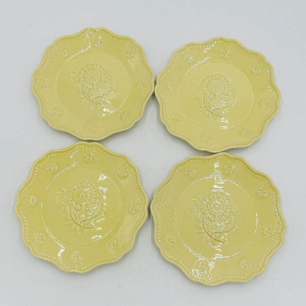 (4) Vera Bradley Sadek SUNFLOWER Salad Dessert Plate 8.25" J. Willfred Yellow